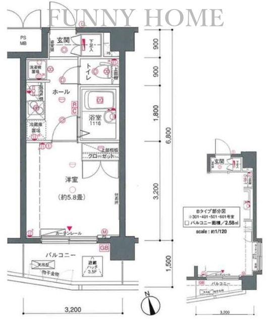 ヴェルト三軒茶屋(1K/6階)の間取り写真