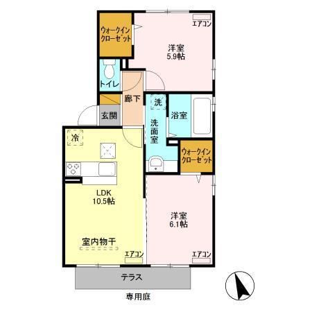 アンジュームG(2LDK/1階)の間取り写真