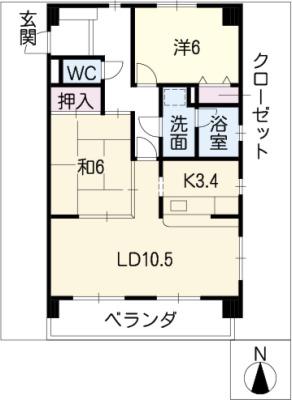 ブラウニーII(2LDK/3階)の間取り写真