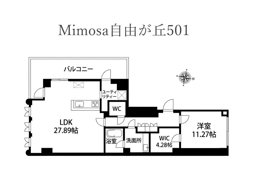 MIMOSA自由が丘(1LDK/5階)の間取り写真