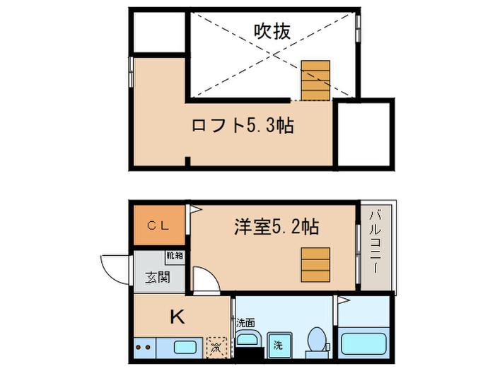 CASA UNO(1K/2階)の間取り写真
