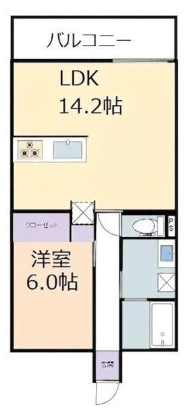 フォンテーヌ彦根(1LDK/4階)の間取り写真