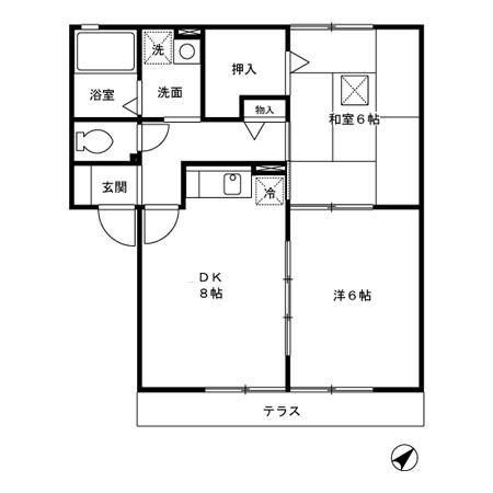TUNAMI(2DK/1階)の間取り写真