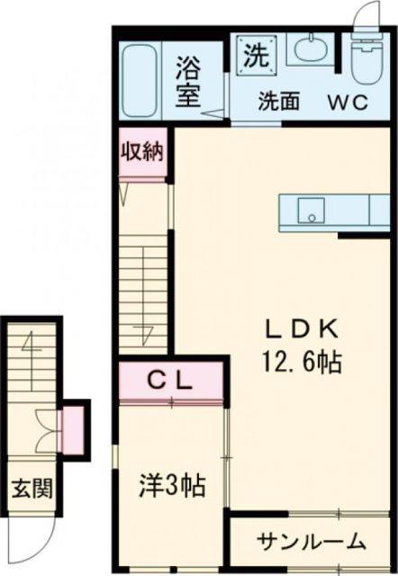 グランヴィア II(1LDK/2階)の間取り写真