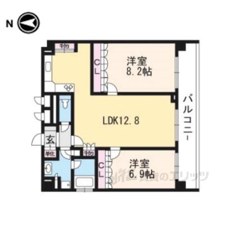 リーガル京都御所西Ⅱ(2LDK/4階)の間取り写真