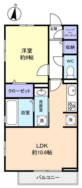 JYUTO勝田台IVA棟(1LDK/2階)の間取り写真