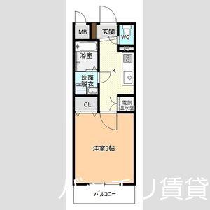 アラニII(1K/3階)の間取り写真