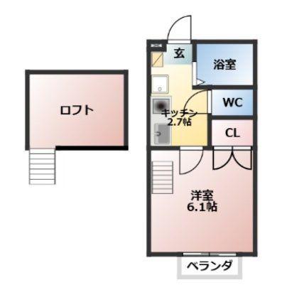 ウイスティリア本郷(1K/2階)の間取り写真