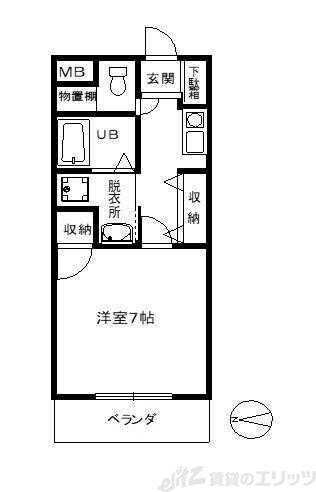 リヴェール城西(1K/1階)の間取り写真