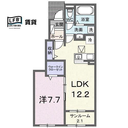 セリーンガーデン IV(1LDK/1階)の間取り写真