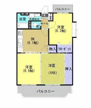 ション・ドゥ・ソレイユ(3DK/3階)の間取り写真