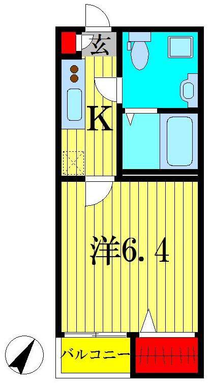 ポルトボヌール柏(1K/2階)の間取り写真