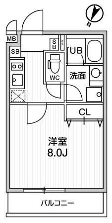 ALTERNA北品川(1K/2階)の間取り写真