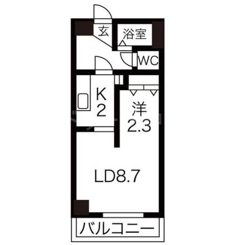 AMS東札幌24(1LDK/4階)の間取り写真