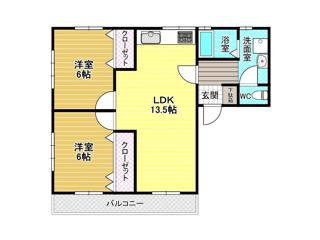 新栄プロパティーはびきのII(2DK/1階)の間取り写真