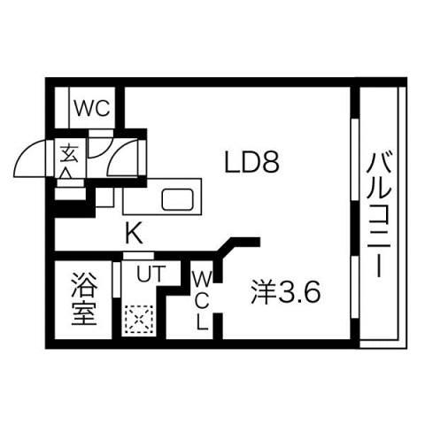 エアフォルク発寒南(1LDK/2階)の間取り写真