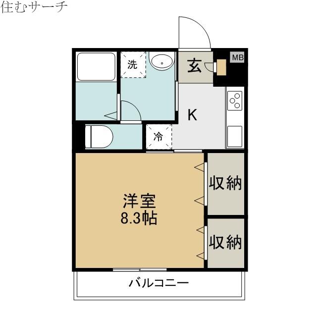 ヴィエント川越(1K/1階)の間取り写真