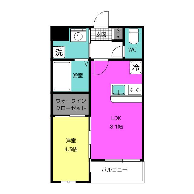 リアンレガーロ井尻駅前弐番館(1DK/1階)の間取り写真