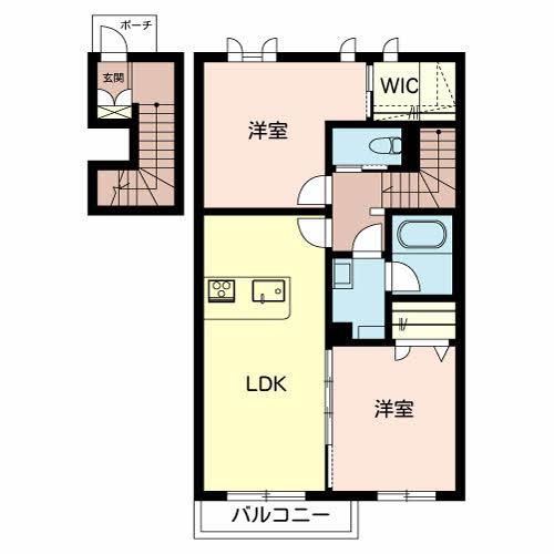 ROYAL GRAND STAGE A(2LDK/2階)の間取り写真