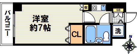 ライオンズマンション三宮東第2(1K/6階)の間取り写真