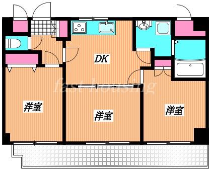 サンパレス第3新川(2DK/4階)の間取り写真