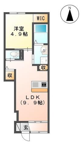 LARK HILLS(1LDK/1階)の間取り写真