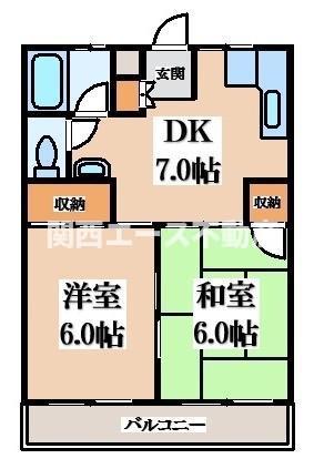 寿コーポ(2DK/4階)の間取り写真
