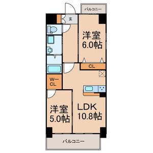アルファード(2LDK/8階)の間取り写真