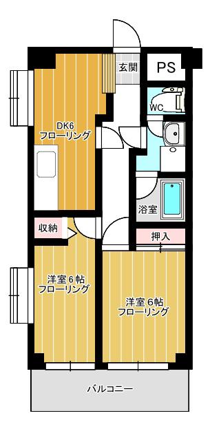 ヴィラ・タルタルーガ(2DK/4階)の間取り写真