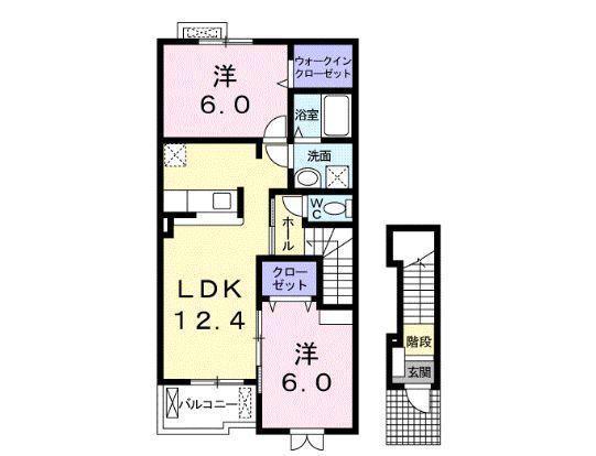 プリンセス フィールズ(2LDK/2階)の間取り写真