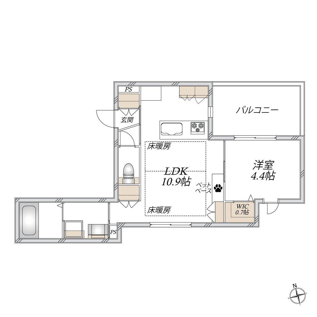 セリール鶴舞(1LDK/3階)の間取り写真