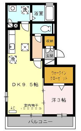 リビングタウンさくらだ(1LDK/3階)の間取り写真