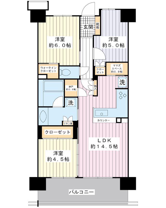 エアーズガーデン新浦安(3LDK/4階)の間取り写真