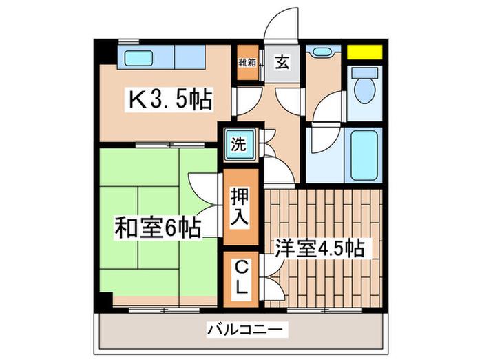 千代田マンション(2K/4階)の間取り写真