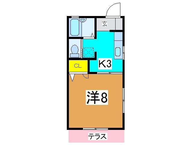 ベルメゾン藤II(1K/1階)の間取り写真