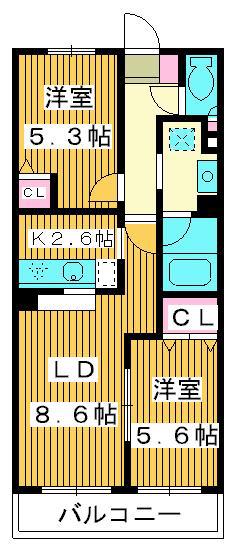 グランシャリオ千川(2LDK/2階)の間取り写真