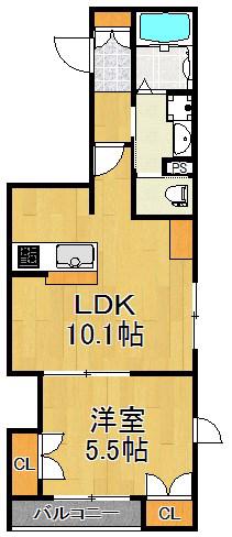 リーリック10(1LDK/3階)の間取り写真