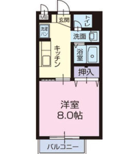 サプリング上山田B(1K/2階)の間取り写真