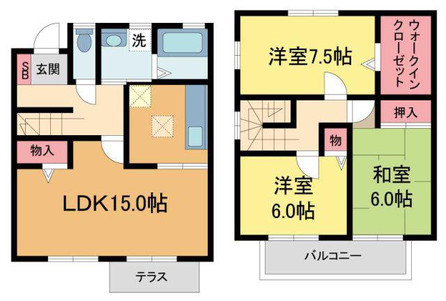 宝塚サニーコート(3LDK/1階)の間取り写真