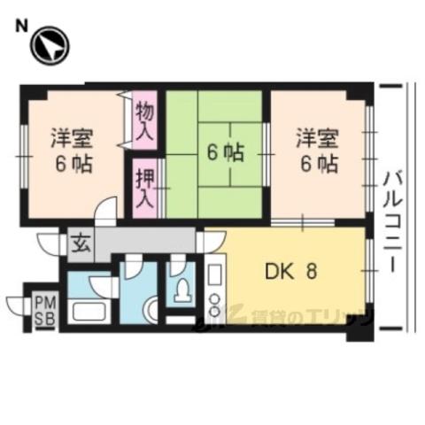 クレール弐番館(3LDK/2階)の間取り写真