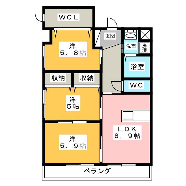 プライムタウン(3LDK/6階)の間取り写真