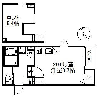 シャノワール久留米(ワンルーム/2階)の間取り写真