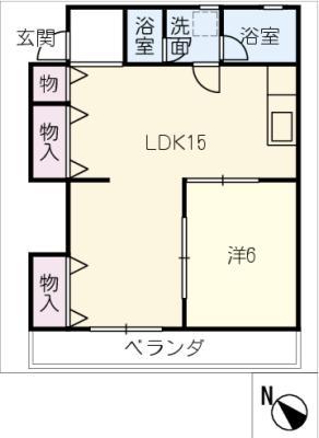 カーサバレンシア豊明(1LDK/2階)の間取り写真