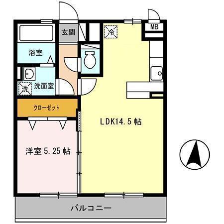 イリエール九番館(1LDK/2階)の間取り写真