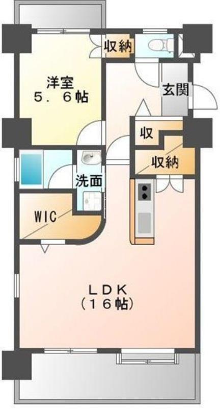 コーポラス本庄(1LDK/4階)の間取り写真