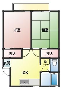 コーポカヤマ(2DK/2階)の間取り写真