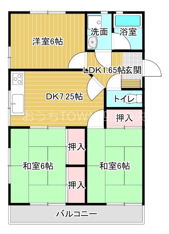 ベイサイドパレス(3DK/2階)の間取り写真