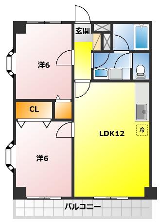 パールエミネンス(2LDK/1階)の間取り写真