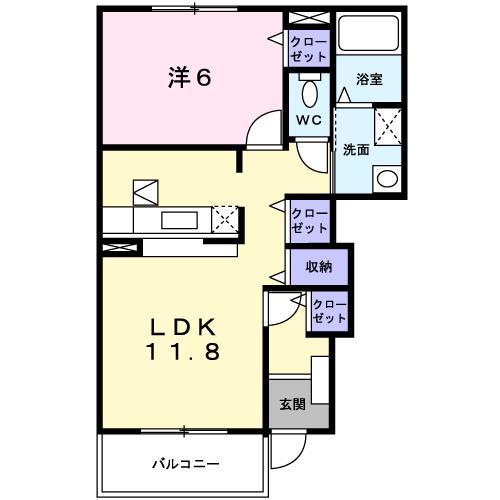 ヴィオラII(1LDK/1階)の間取り写真