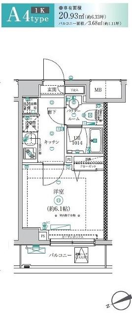 RELUXIA横濱弘明寺(1K/7階)の間取り写真